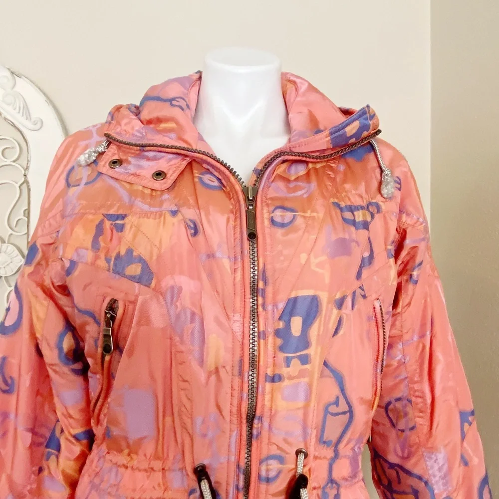 Spyder | Womens Pink and Blue Vintage Print Ski Jacket | Size: 8 - Picture 2 of 13